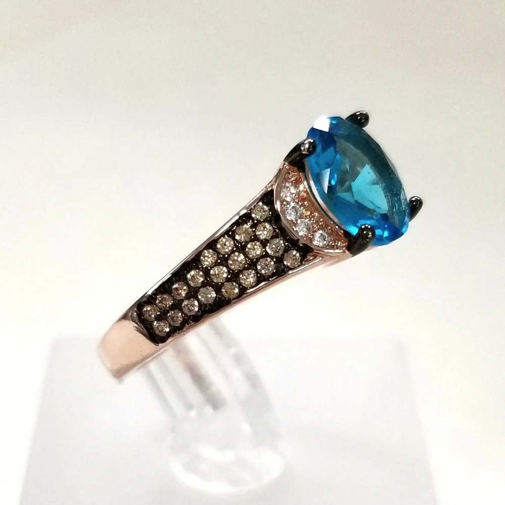 Blue Champagne Pave Ring - Picture 3 of 7